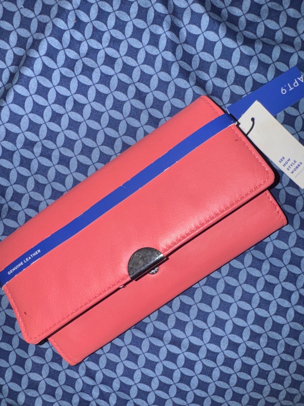 Apt. 9 Coral Pink Genuine Leather Wallet